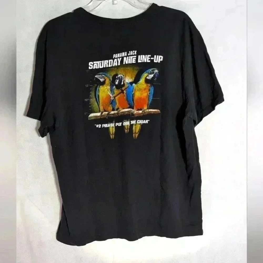 Panama Jack Saturday Night Line Up Black tshirt sz L    100% cotton